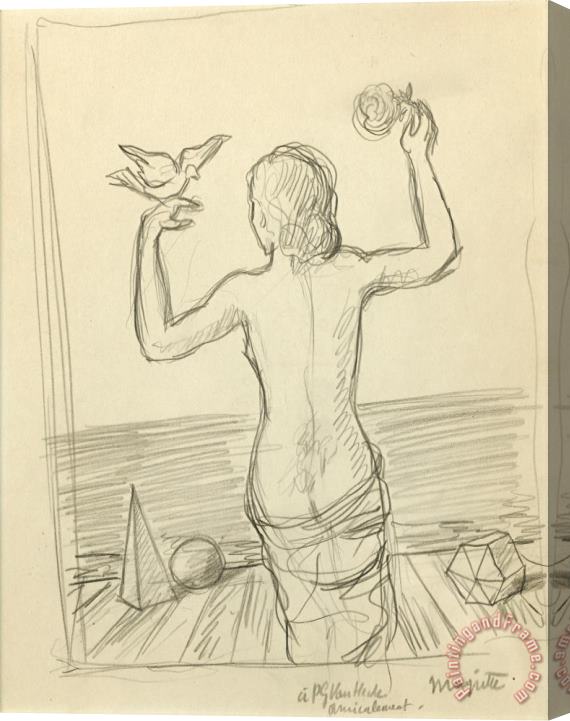 rene magritte Dessin Original Signe. Sans Date [circa 1940]. 28 X 21,5 Cm Sous Encadrement Stretched Canvas Print / Canvas Art